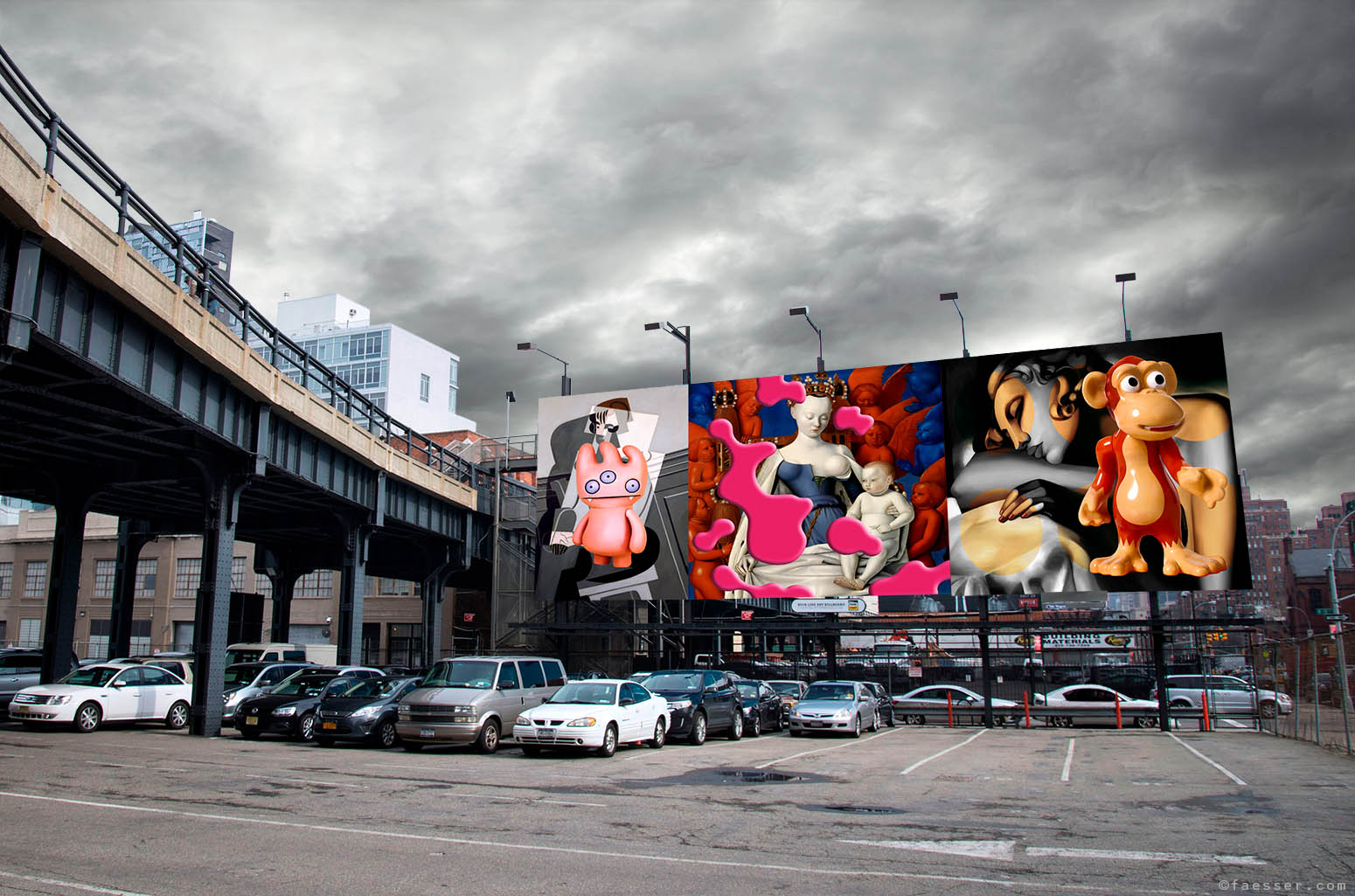 Proposal for the former High Line Billboard in Chelsea, NYC; artist Roland Faesser, sculptor and painter 2015