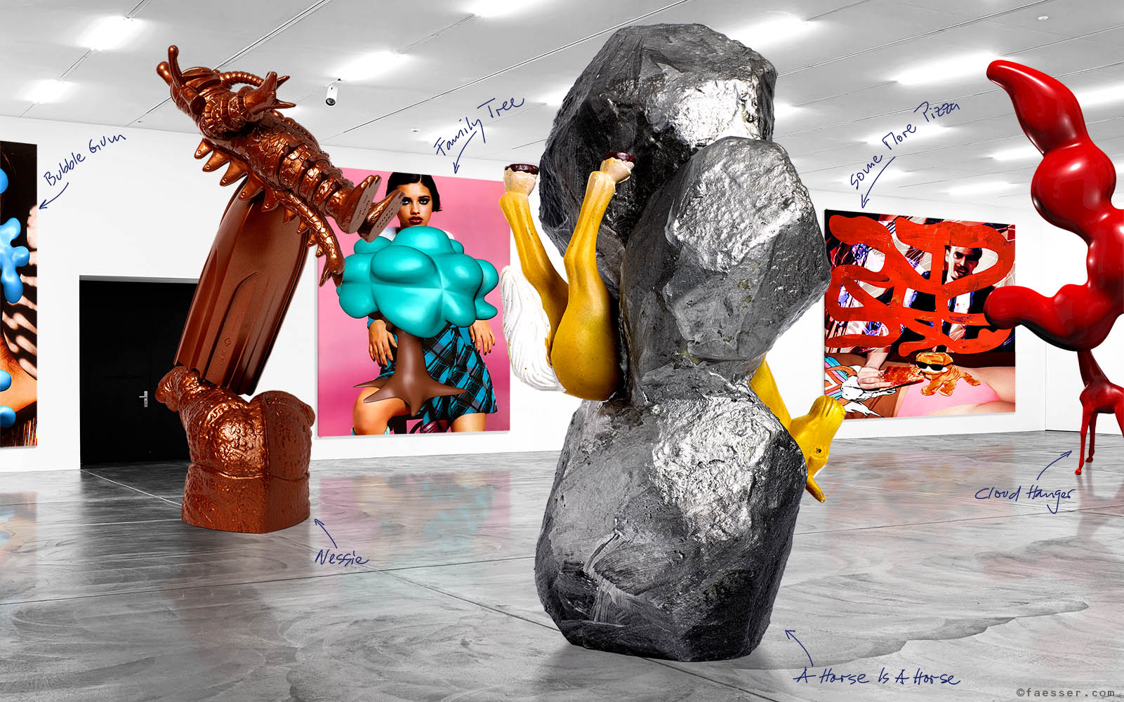 Virtual 3D exhibition at the Kunsthalle Zurich 02; artist Roland Faesser, sculptor and painter 2020